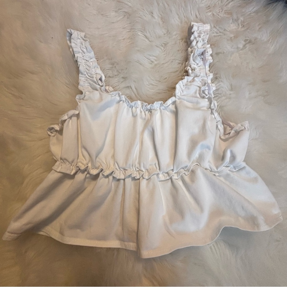 White Ruffled Women's Top